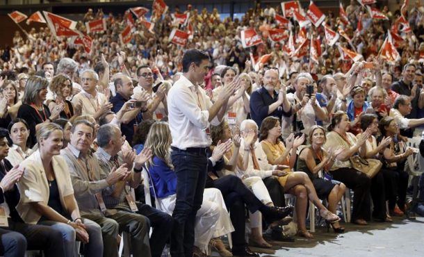 Capital de Reino de España (madrid), domingo 18 de junio de 2017. Pedro Sánchez, nuevo secretario general del PSOE, durante el acto de clausura del Congreso Federal del partido. Efe.