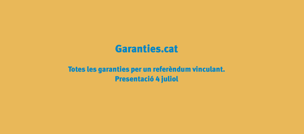 Captura pantalla de la página web del referéndum ilegal anunciado, sin decreto de convocatoria, para el 1 de octubre de 2017, Garanties.cat. Lasvocesdelpueblo.