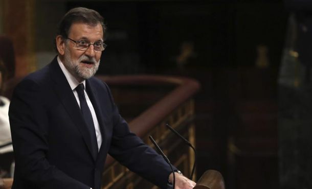 El presidente del Gobierno, Mariano Rajoy, hoy 13 de junio de 2017, durante su intervención en el debate de la moción de censura de Unidos Podemos contra él.. Efe