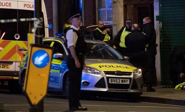 Police units at London Bridge after reports of a incident involving a van hitting pedestrians on London Bridge, Central London. Efe.