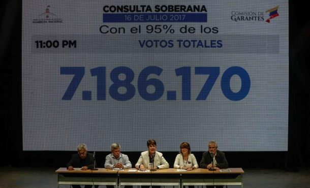 Resultados del referéndum organizado por la Asamblea Nacional de Venezuela, domingo 16.07.2017. Caracas (Venezuela), los miembros. Efe