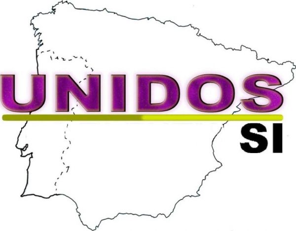 Una mapa de España junto al logotipo de la formación de izquierdas catalana 'Unidos Sí' que lidera el catalán Enric Martínez. Lasvocesdelpueblo.