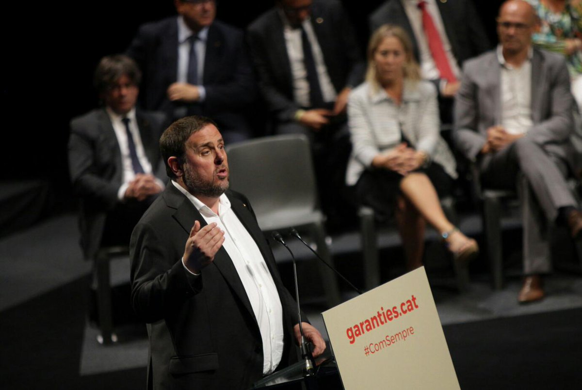 martes 04.07.2017. Conferencia separatista 'Garantías para la Democracia' como garantías del referendum ilegal en Cataluña. En la imagen, Oriol Junqueras. Lasvocesdelpueblo.