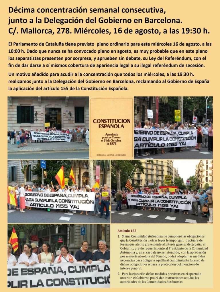 Facilitan el cartel de la 10ª concentración ante Delegación de Gobierno en Barcelona