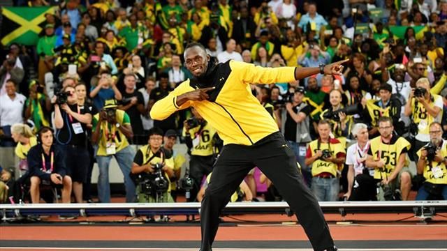 LONDRES (REINO UNIDO), 13.08.2017.Usain Bolt of Jamaica strikes his trademark during a lap of honour on the last day at the London 2017. Efe.