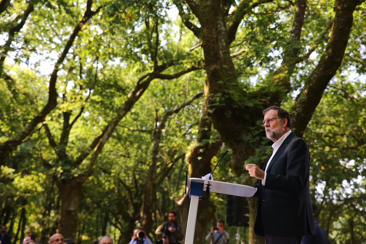 (Pontevedra) España, 27.08.2017. Primer acto del PP después de las vacaciones de 2017 y los atentados terroristas islamistas en Cataluña. En la imagen, Mariano Rajoy Brey. Lasvocesdelpueb
