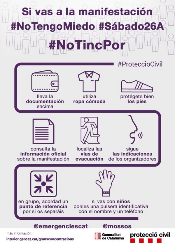 RECUERDA en manifestació 'No Tengo Miedo' pedimos ir SIN mochila. Si la pierdes o dejas sola, puede crear confusión. Lasvocesdelpueblo