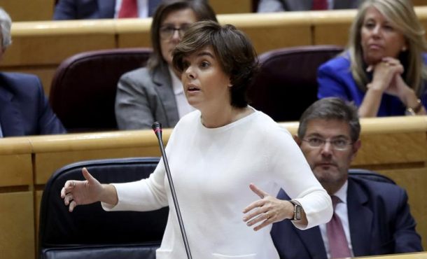 CAPITAL DE ESPAÑA (SENADO ESPAÑOL), 26.09.2017. La vicepresidenta del Gobierno, Soraya Sáenz de Santamaría, durante su intervención en una sesión de control al Gobierno. Archivo. Efe