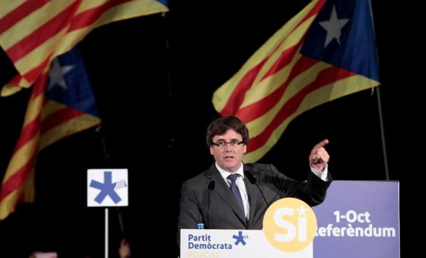 HOSPITALET DE LLOBREGAT (BARCELONA) ESPAÑA, 26.09.2017. El presidente de la Generalidad, Carles Puigdemont, ha subrayado hoy que 'nadie' parará el referéndum del 1 de octubre. Efe