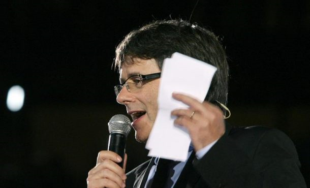 TARRAGONA, 14.09.2017. El presidente de la Generalitat, Carles Puigdemont, durante su intervención en el Tarraco Arena donde se celebra. Efe.