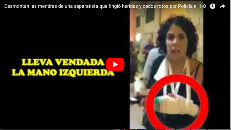 Desmontan las mentiras de una separatista que fingió heridas y dedos rotos por Policía el 1-O