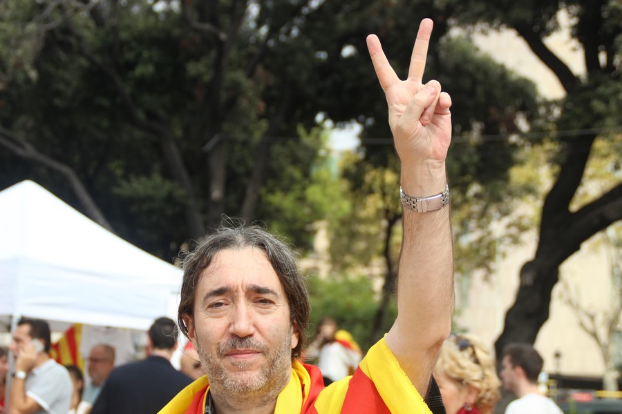 Plaza de Cataluña (BARCELONA) ESPAÑA, 12.10.2017. Manifestación 12-Oc 2017 en Barcelona, Lasvocesdelpueblo (436)