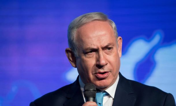 JERUSALÉN (ISRAEL), 6.12.2017. El primer ministro israelí, Benjamin Netanyahu, da un discurso durante una conferencia organizada por Jerusalem Post, en Jerusalén, hoy. Efe.