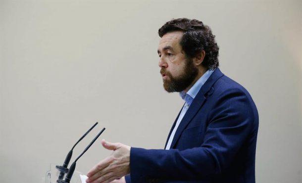 MADRID (ESPAÑA), 26.12.2017. El secretario general del grupo parlamentario de Ciudadanos en el Congreso, Miguel Gutiérrez, durante la rueda de prensa ofrecida hoy en el Congreso. Efe.