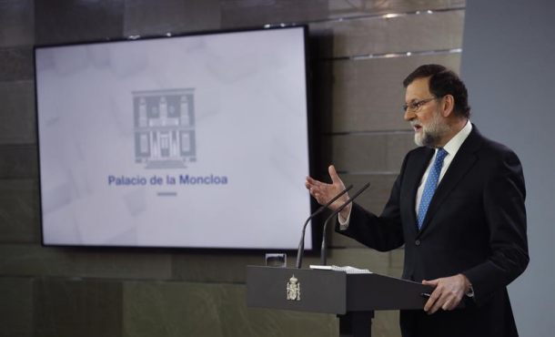 PRESIDENCIA DE GOBIERNO DE ESPAÑA, 22.12.2017. El presidente del Gobierno, Mariano Rajoy, durante la rueda de prensa. Efe.