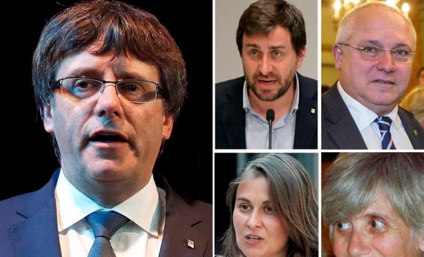 (De i-d de arriba a abajo) El expresidente del Gobierno catalán Carles Puigdemont ,el exconsejero de Salud Antoni Comin.. Archivo Efe.