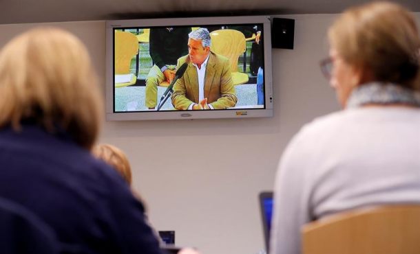 MADRID (ESPAÑA), 18.1.2018. Juicio del Gürtel. Vista desde la sala de prensa de la Audiencia Nacional de la declaración de Pablo Crespo. Efe.