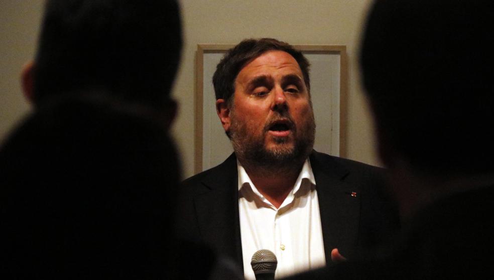Nueva York (EEUU), 4.05.2017. El entonces exvicepresidente extremista de la Generalidad de Cataluña, Oriol Junqueras, vociferando su odio y rencor contra España.ACN