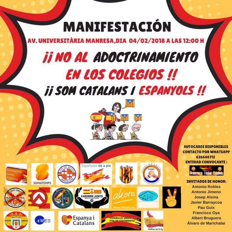 Marichalar llama a ir mañana 4-F a Manresa denunciar «adoctrinamiento»