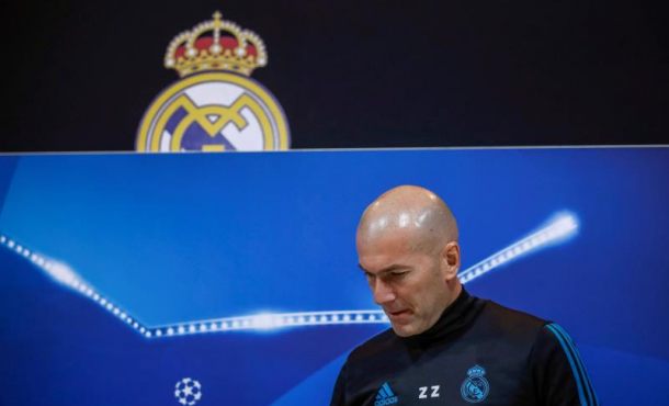MADRID (ESPAÑA), 13.02.2018. El entrenador francés del Real Madrid Zinedine Zidane, durante la rueda de prensa tras el entrenamiento de esta mañana. Efe