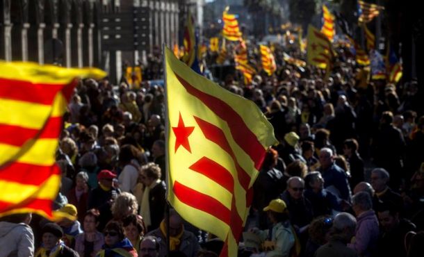 BARCELONA (ESPAÑA), 11.03.2018. Aspecto de la manifestación convocada por la Asamblea Nacional Catalana (ANC) en Barcelona. efe.