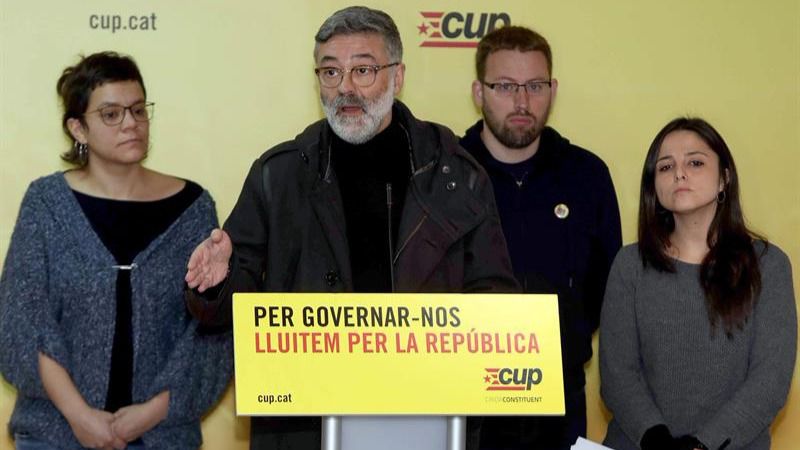 BARCELONA (ESPAÑA) AÑO 2018. Carles Riera, el actual líder de CUP, en rueda de prensa. Archivo Efe