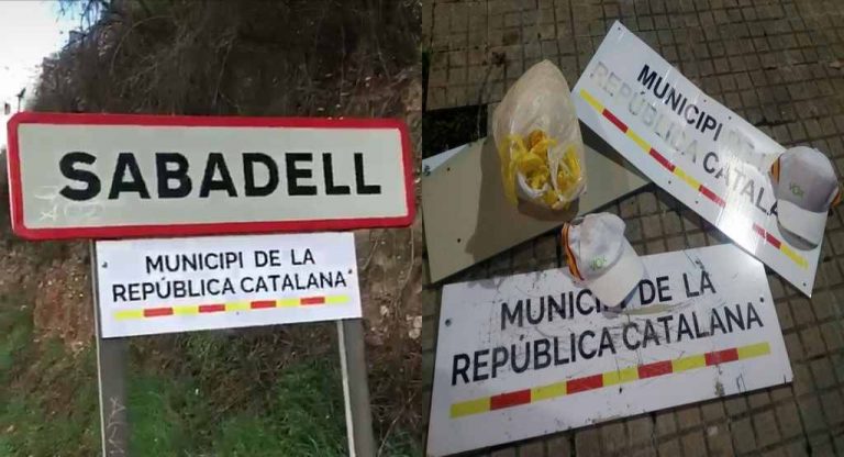 Cataluña| La disidencia retira los carteles de la República amarilla en Sabadell y San Quirico de Tarrasa​​