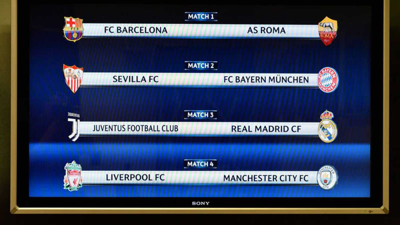 NYON (SUIZA), 16.03.2018. Sorteo de los cuartos de final de la Liga de Campeones. El Barcelona se enfrentará al Roma, el Sevilla al Bayern Múnich, el Real Madrid al Juventus.. afp