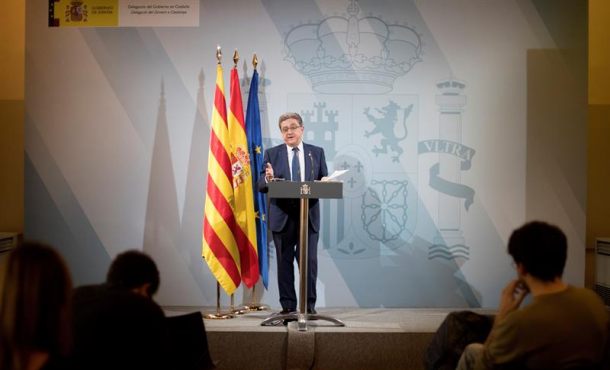 BARCELONA (ESPAÑA), 03.04.2018. El delegado del Gobierno en Cataluña, Enric Millo, durante su comparecencia hoy ante los medios. Efe