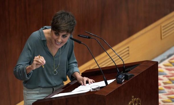 La portavoz de Podemos en la Asamblea de Madrid, Lorena Ruiz-Huerta, que prefiere seguir virgen que de estar con un padrino así como Pablo Iglesias, ha dicho este viernes 13.04.2018. Efe