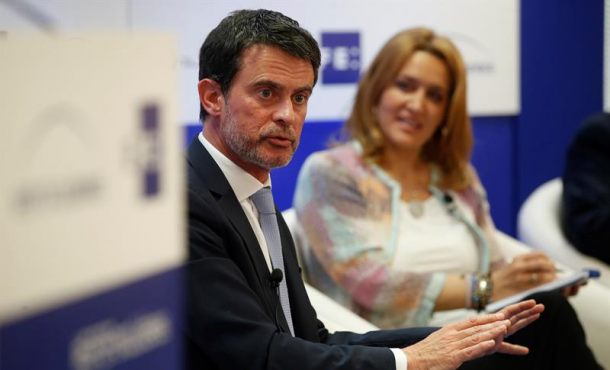 MADRID (ESPAÑA), 19.04.2018. El ex primer ministro francés Manuel Valls durante su intervención en el Efe-Foro Líderes, una cita para el debate y el análisis que organiza la Agencia Efe. Efe