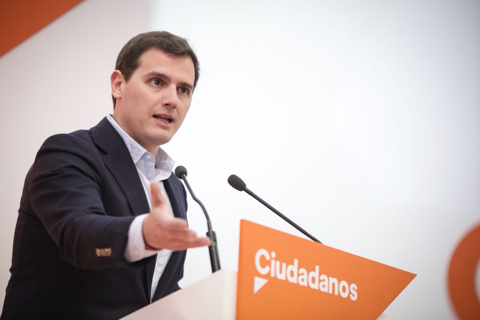 MADRID (ESPAÑA), 2.04.2018. El líder de Ciutadans Partido de la Ciudadanía Ciudadanos (Cs), Albert Rivera, este lunes en rueda de prensa en Madrid. Lasvocesdelpueblo