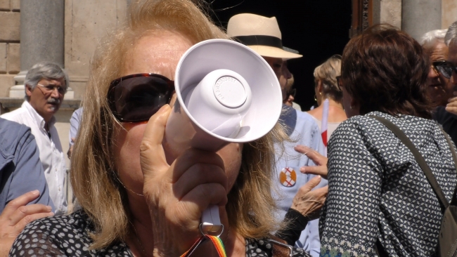BARCELONA (ESPAÑA), 20.05.2018. La española disidente en Cataluña muestra una estrella de David. Lasvocesdelpueblo