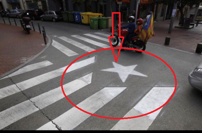 CATALUÑA 8ESPAÑA), 11.05.2018. El neonazismo de la imaginaria república independiza un paso de peatones. Lasvocesdelpueblo