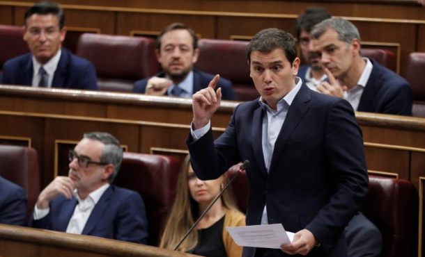 CONGRESO DE LOS DIPUTADOS (MADRID) ESPAÑA, 09.05.2018. El líder de Cs, Albert Rivera, durante su intervención en la sesión de control al Gobierno en el Congreso de los Diputados. Efe