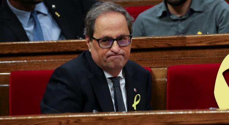 El racista independentista Joaquim (Quim9 Torra Pla, durante la sesión del debate de su investidura como el 131 presidente de la región Catalana. Efe