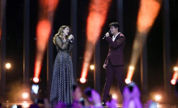 LISBOA (PORTUGAL), 12.05.2018. Amaia y Alfred representantes de España con 'Tu Cancion' durante su actuación en la Gran Final de la 63edición anual del Festival. Efe.