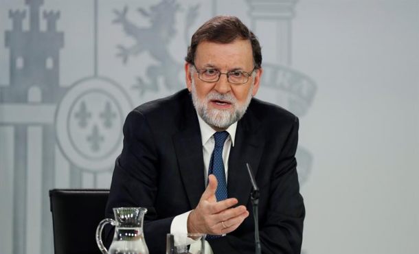 MADRID (ESPAÑA), 26.05.2018. El presidente del gobierno Mariano Rajoy, durante su comparecencia ante los medios de comunicación ayer en el Palacio de la Moncloa. Efe.