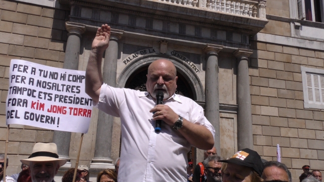 PLAZA SAN JAIME DE BARCELONA (ESPAÑA), 20.05.2018. Vista del empresario alemán prometiendo defender España. Lasvocesdelpueblo