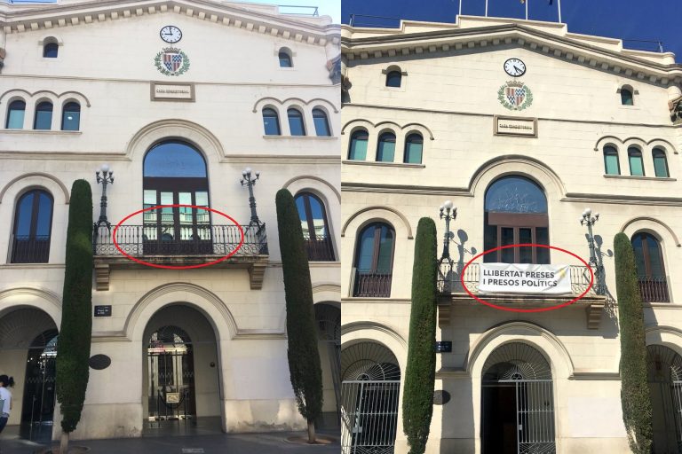 El nuevo Gobierno de Badalona tumba a la pancarta de políticos presos del Ayuntamiento