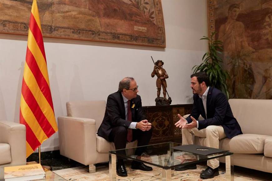 BARCELONA 8ESPAÑA), 06.07.2018. El neonazi presidente de la Generalidad de Cataluña, Quim Torra (i), durante la reunión que ha mantenido esta mañana en el Palacio. efe