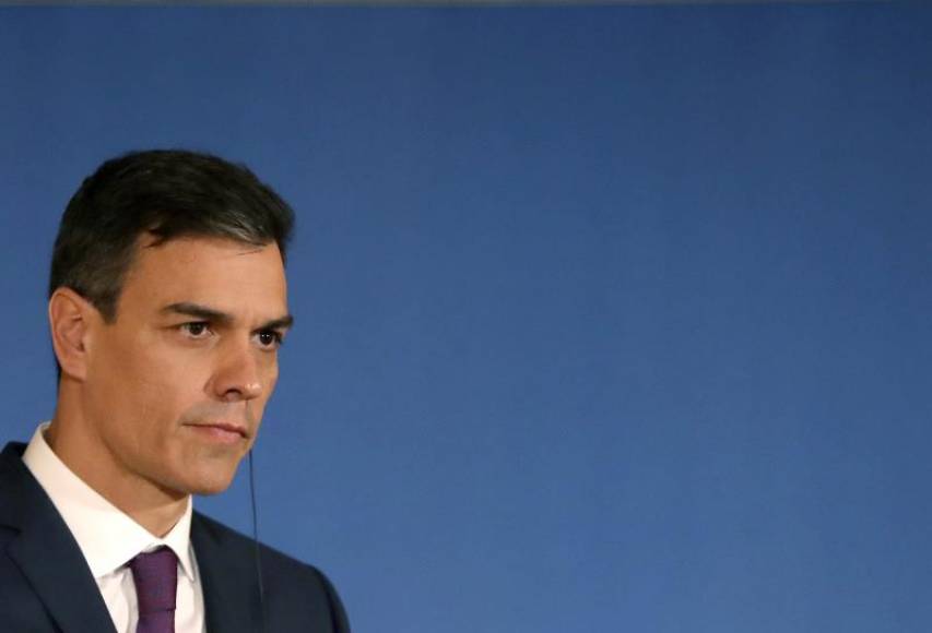 LISBOA (PORTUGAL), 2.06.2018. El presidente del Gobierno español, Pedro Sánchez, durante la rueda de prensa ofrecida hoy en Lisboa con el primer ministro portugués. Efe
