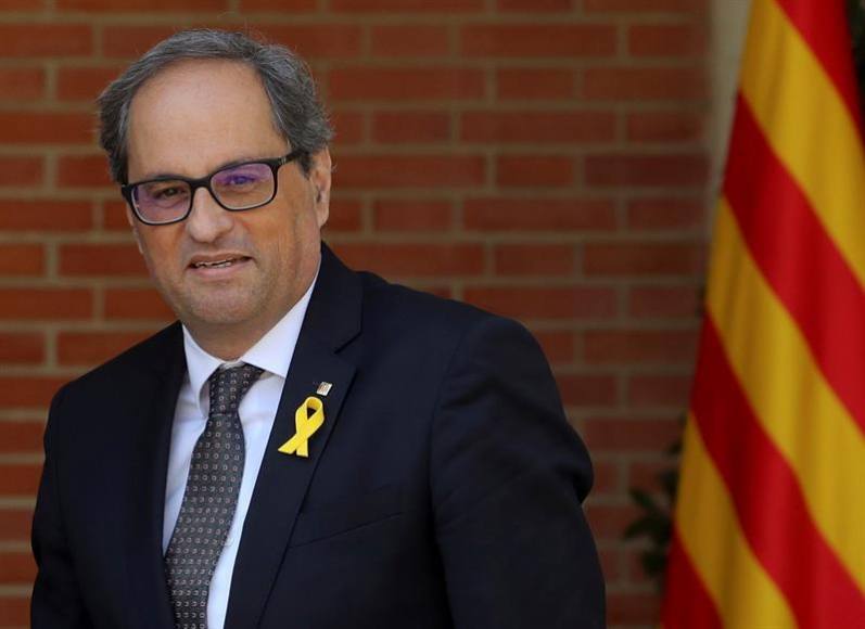 MADRID (ESPAÑA), 09.07.2018 El neonazi presidente regional catalán, Quim Torra (R), a su llegada al Palacio de La Moncloa para reunirse con el primer ministro español. Efe.