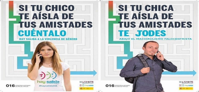 MADRID (ESPAÑA), 25.07.2018. Un cartel de La «Asociación Europea de Abogados de Familia» (AEAF) denuncia el maltrato del varón en España. Lasvocesdelpueblo