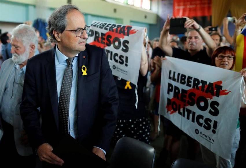BARCELONA (ESPAÑA), 23.08.2018. El neonazi antiespañol presidente de la Generalidad de Cataluña, Quim Torra (izq). Efe
