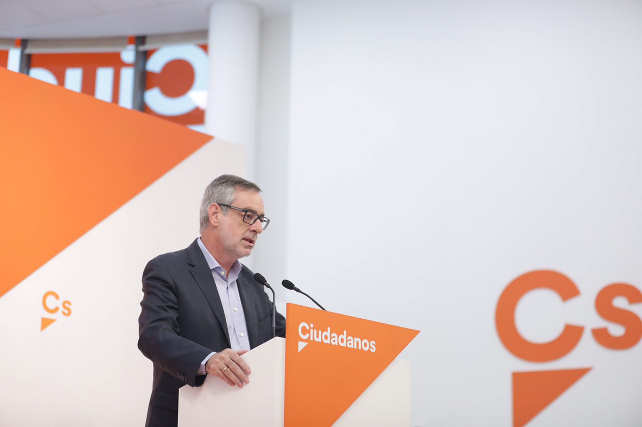 MADRID (ESPAÑA), 20.08.2018. El secretario general de Ciudadanos Cs, José Manuel Villegas, hoy en rueda de prensa en la sede de su partido en Madrid. Lasvocesdelpueblo