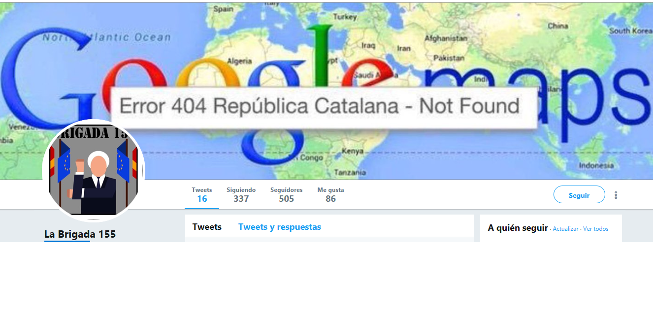 BARCELONA (ESPAÑA), 24.10.2018. Captura pantalla de la portada de la cuenta Twitter de Brigada 155. En la foto. Ñ Pueblo