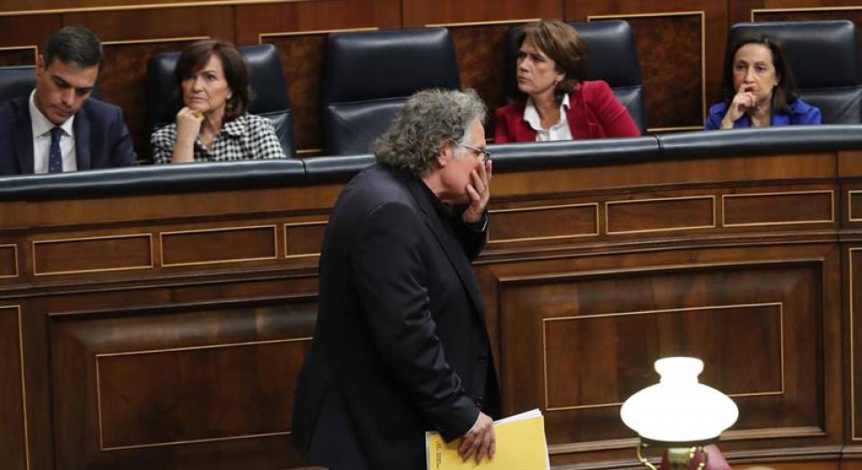 MADRID (ESPAÑA), 24.10.2018. El diputado antiespañol de ERC Joan Tardá tras su intervención en el pleno celebrado hoy en el Congreso. Efe