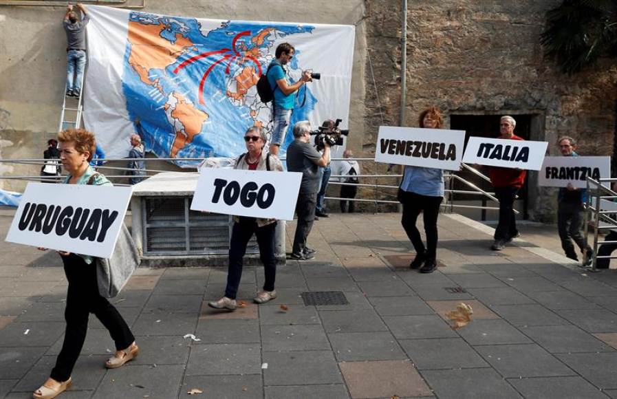 TOLOSA GUIPUZCOA) ESPAÑA, 06.10.2018. Celebración independentista de su llamado «día de los refugiados y deportados de ETA». Efe.