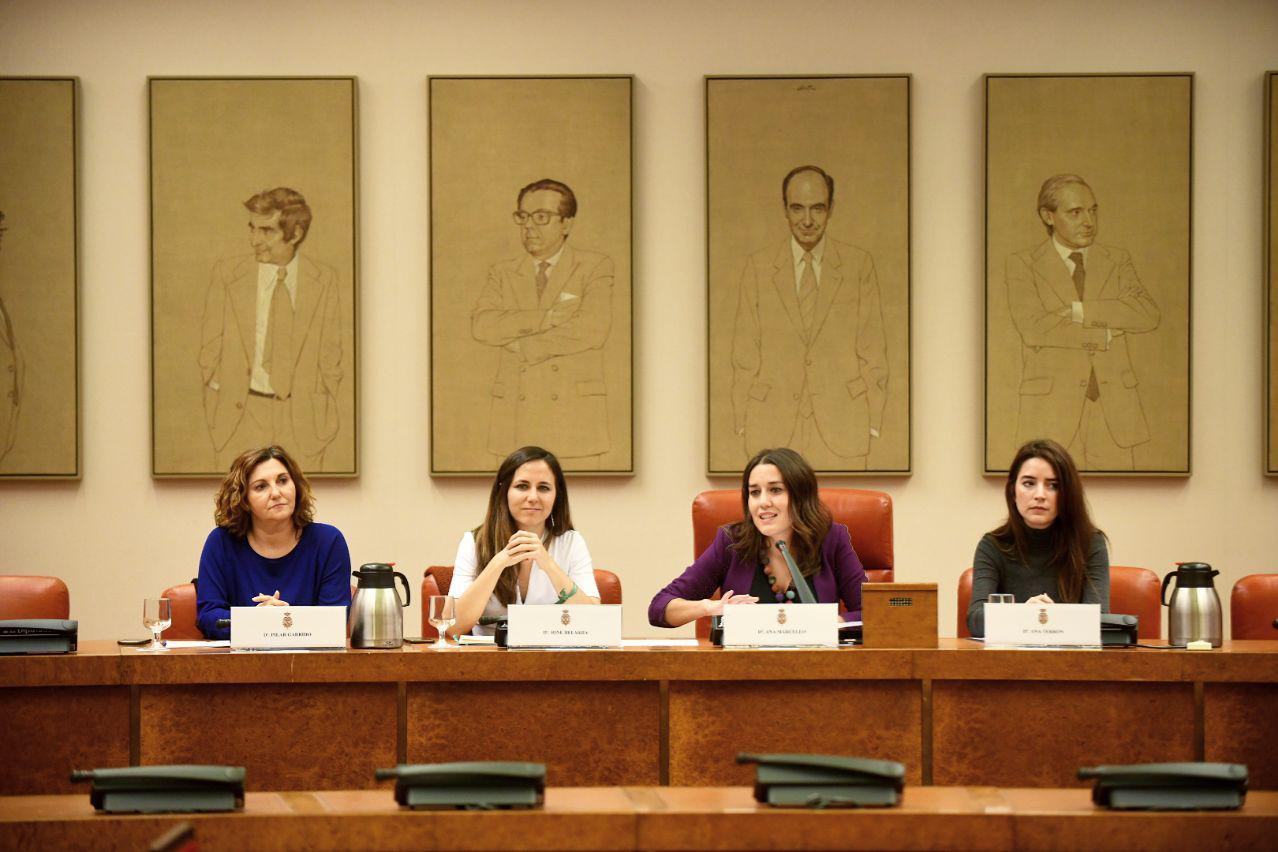 CONGRESO DE LOS DIPUTADOS (MADRID) ESPAÑA, 22.11.2018. los portavoces y cargos parlamentarios de la alianza de la ultraizquierda. Ñ Pueblo